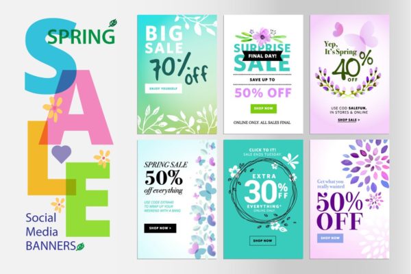 春季促销主题网站广告Banner图素材v2 Spring sale banners