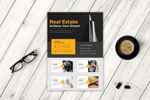 房产销售/中介主题海报传单设计模板v4 Real Estate Flyer Vol. 4