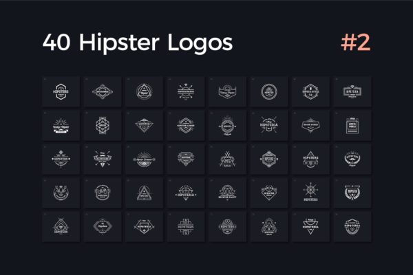 40款复古潮人Logo模板V.2 40 Hipster Logos Vol. 2