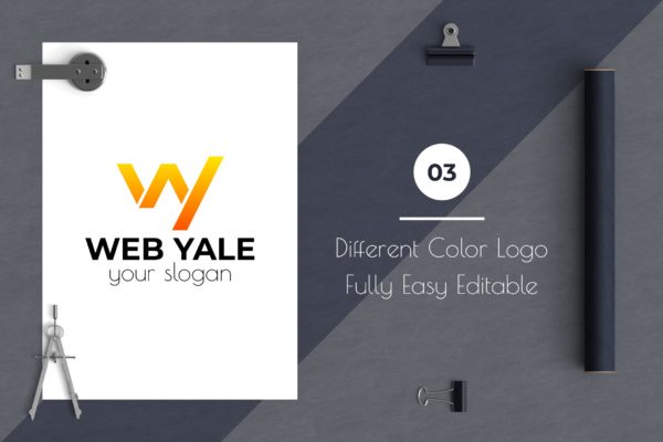 W&amp;Y字母组合几何图形现代Logo设计素材天下精选模板 Web Yale Modern Logo Template