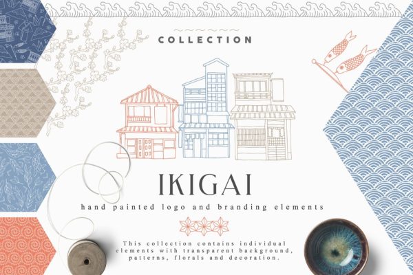日本元素手绘插画素材 Ikigai Collection Pro