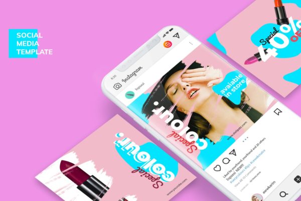 美容护肤品牌营销社交自媒体设计素材 Social Media Kit Cosmetics