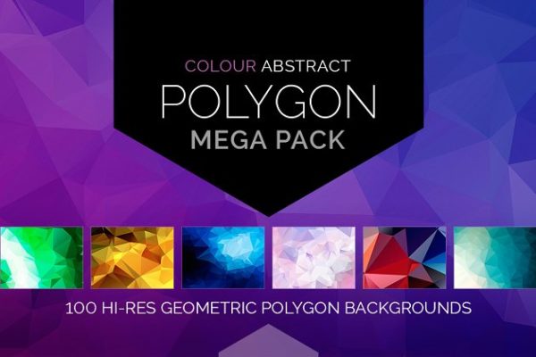 多彩抽象几何多边形背景 Colour Polygon Mega Pack