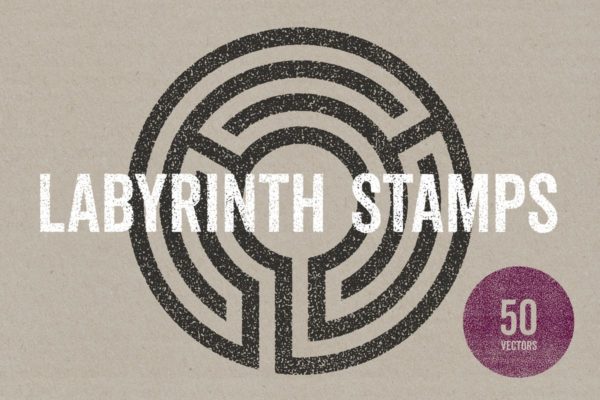 50款迷宫图形设计印章纹理合集 Labyrinth Stamps