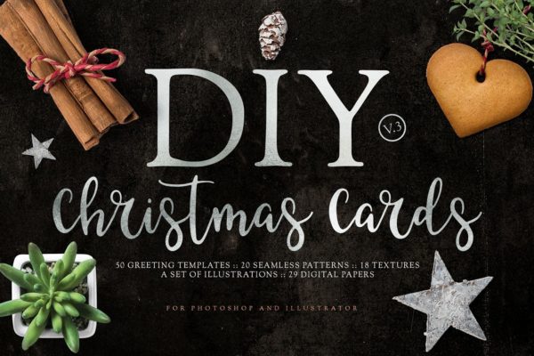 圣诞节贺卡DIY设计素材包v3 DIY Christmas Cards v3
