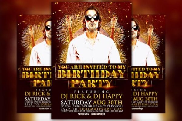 生日派对聚会宣传人物海报设计模板 Birthday Party Flyer Template