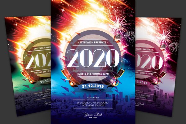 2020年新年倒计时活动邀请海报传单