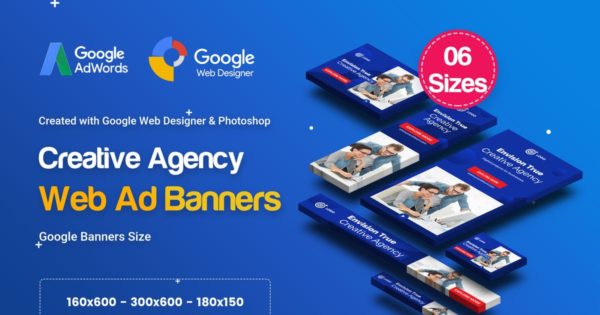 企业/品牌宣传推广必备的谷歌广告Banner设计模板 C12 &#8211; Creative Agency, Startup Banners GWD &amp; PSD
