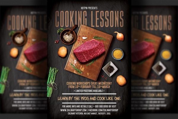 烹饪课程宣传传单模板 Cooking Lessons Flyer Template