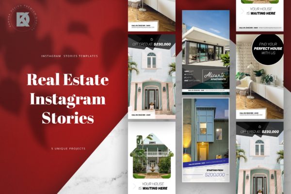租房/房产租赁主题Instagram品牌故事设计素材 Real Estate Instagram Stories