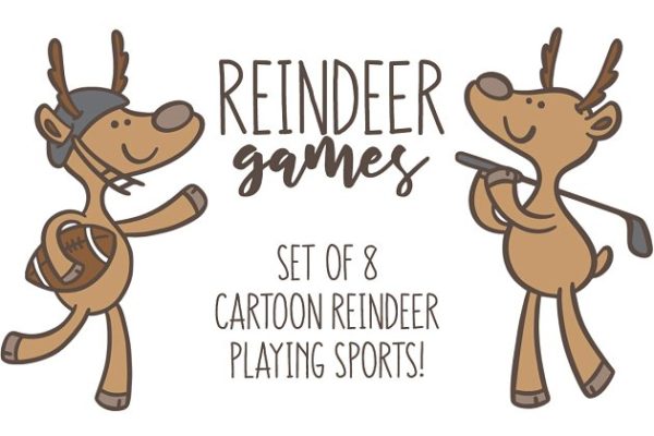 驯鹿矢量图形游戏设计素材 Reindeer Games: 8 cartoon set
