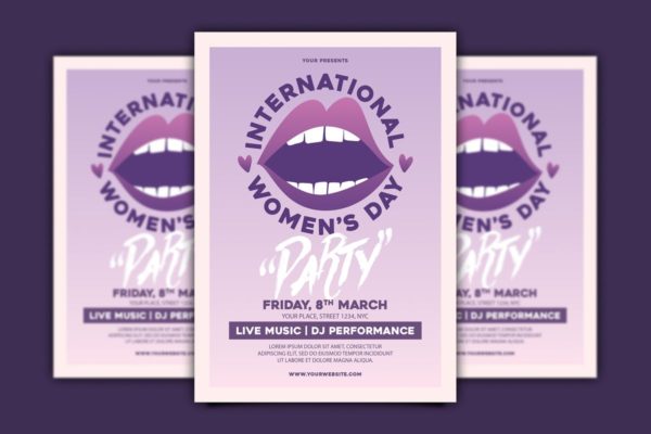 国际妇女节纪念日活动传单PSD模板 International Women&#8217;s Day Flyer