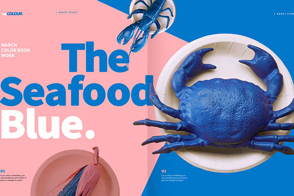 创意蓝色海鲜菜单封面设计图片素材