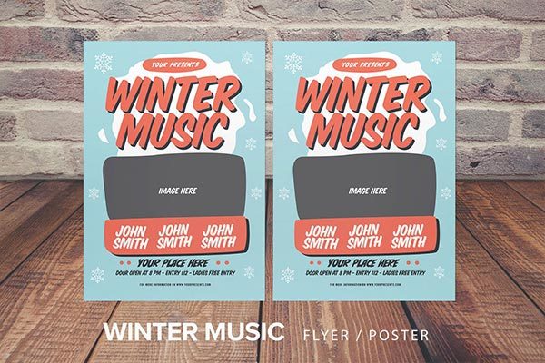 简约时尚的冬天冬季海报宣传单DM设计模板