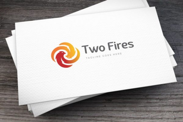 火凤凰火焰创意Logo设计模板 Two Fires Logo Template