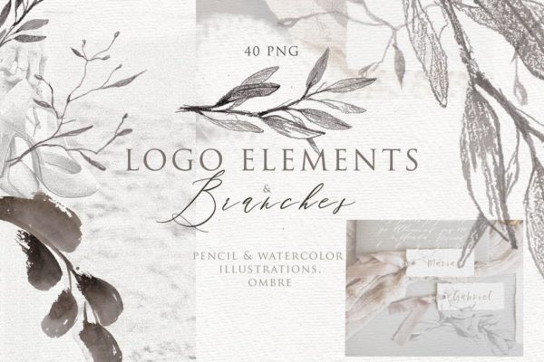 优雅风格植物Logo标志元素设计素材