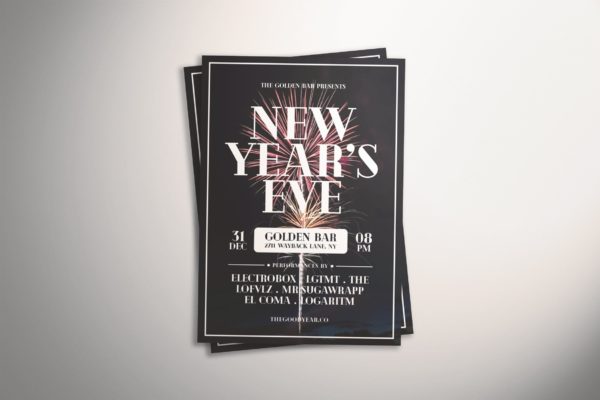 新年前夜倒数活动简约风海报传单设计模板 New Year&#8217;s Eve Flyer