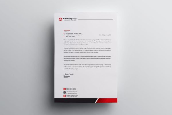 超超超简单企业品牌信纸信笺设计模板 Letterhead