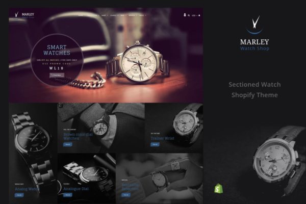 奢侈品名表手表商城Shopify主题 Marley | Sectioned Watch Shopify Theme