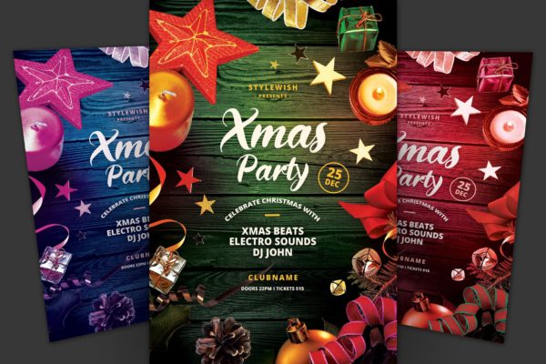 圣诞节狂欢派对活动宣传海报传单模板 Xmas Party Flyer
