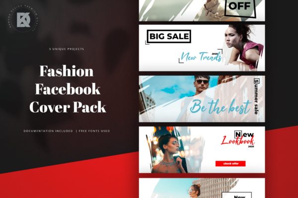 时尚品牌Facebook封面设计模板素材天下精选 Fashion Facebook Cover Pack