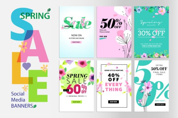 春季促销主题网站广告Banner图素材v7 Spring sale banners