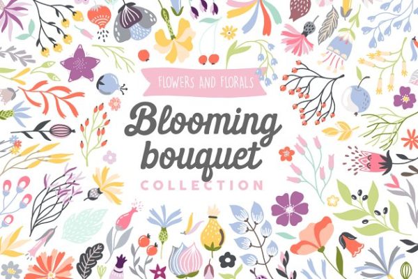手绘鲜花设计素材盛宴 Blooming Bouquet Collection Pro