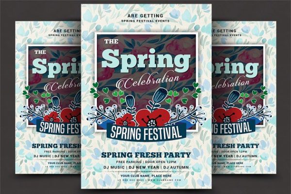 专业简洁的春季节日派对活动宣传模板 Spring Festival