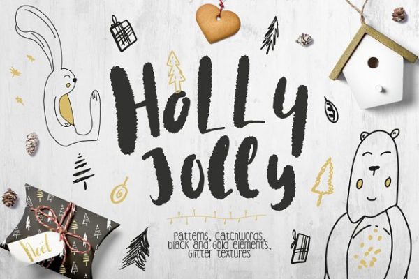 圣诞节主题设计项目设计套件[元素/纹理/模板] Holly Jolly Collection-Patterns Pro