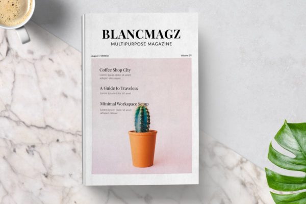 时尚高端多用途的杂志画册设计模板 Blanc Magazine