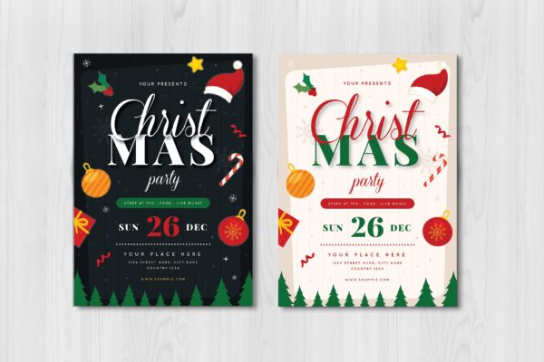 圣诞节主题派对庆祝活动海报传单模板 Christmas Party Flyer