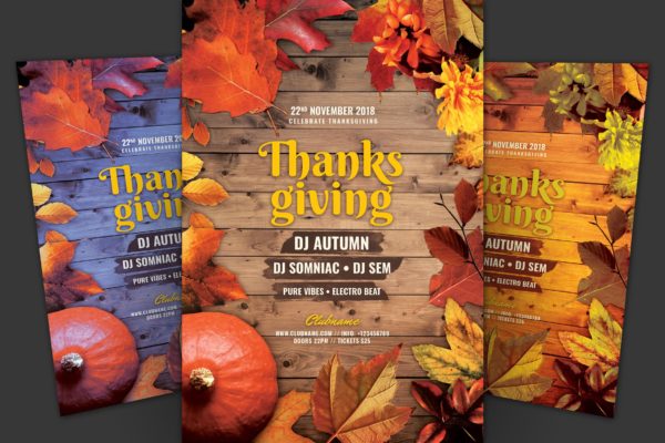 感恩节音乐主题活动海报传单设计模板 Thanksgiving Flyer