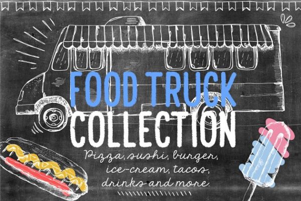 快餐车主题设计手绘插画合集 Food Truck Collection Pro