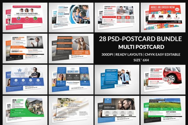 多功能商务明信片PSD模板 Postcard Bundle 28 Psd