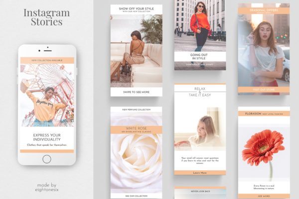 时尚女装品牌Instagram社交推广设计模板16设计网精选 Instagram Story Template Kit