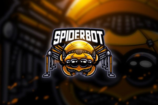 蜘蛛机器人电子竞技战队队徽Logo模板 Spiderbot &#8211; Mascot &amp; Esport Logo