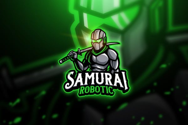 机器人武士电子竞技队徽Logo模板 Samurai Robotic &#8211; Mascot &amp; Esport Logo