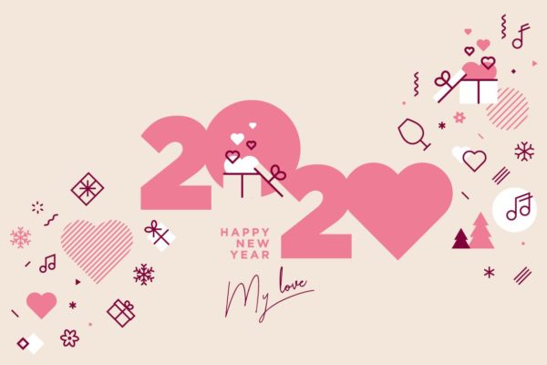 2020新年贺卡矢量设计模板v5 Happy New Year 2020 greeting card