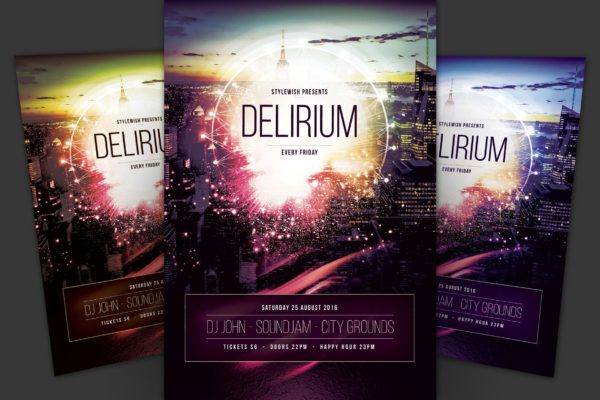 各类主题活动海报传单16设计网精选PSD模板 Delirium Flyer