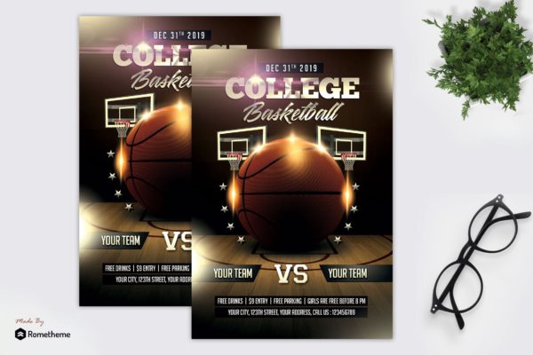 篮球比赛活动宣传单设计模板 BasketBall &#8211; Match Flyer MR