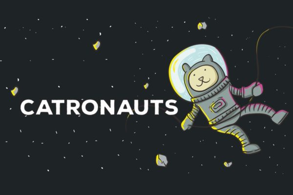 太空宇航员卡通矢量插画设计素材 Catronauts Vector Illustration