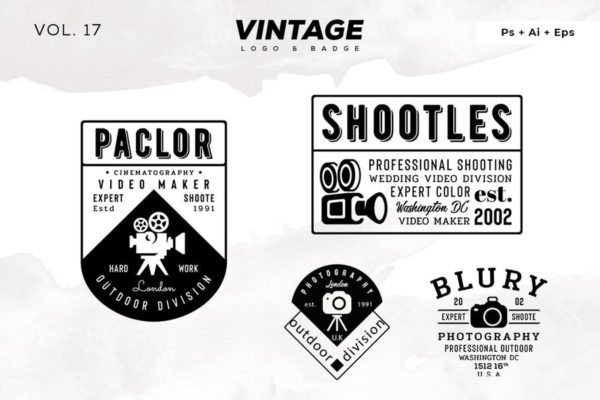 欧美复古设计风格品牌16设计网精选LOGO商标模板v17 Vintage Logo &amp; Badge Vol. 17