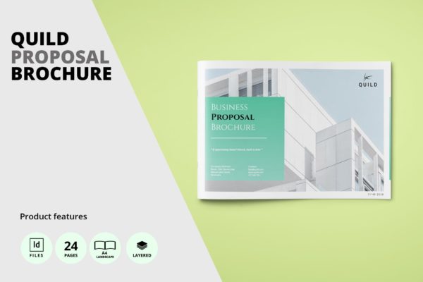 建筑公司简介企业画册设计模板 Architecture A4 Landscape Proposal Brochure