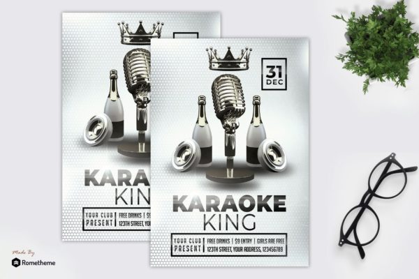 酒吧会所俱乐部活动宣传单设计模板 Karaoke King &#8211; Flyer MR