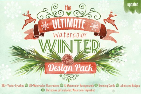 冬季主题水彩设计套装 Winter Design Watercolor Pack
