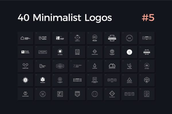 40款多用途的极简标志Logo模板V.5 40 Minimalist Logos Vol. 5