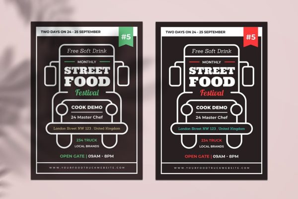 美食车餐车宣传海报传单设计模板 Food Truck Flyer