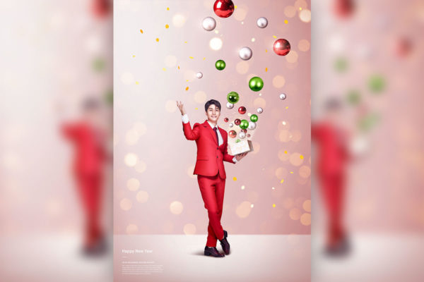 圣诞&#038;新年礼品促销主题海报/传单设计素材