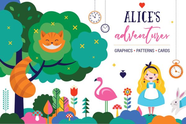 可爱卡通少女彩绘插画 Alice in the wonderland collection