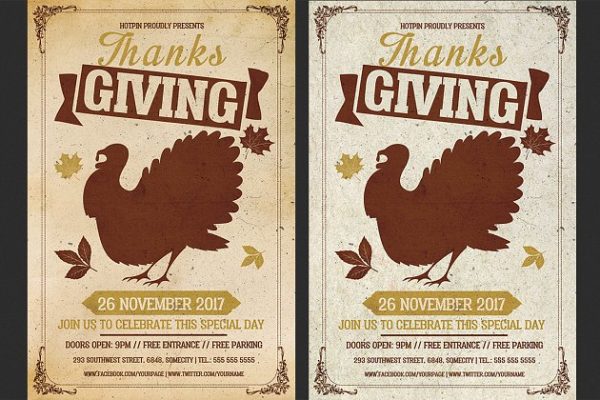 感恩节庆祝活动海报设计模板 Thanksgiving Flyer Template